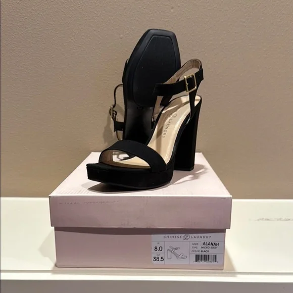 Chinese Laundry Black Block Heel Sandals - Picture 1 of 3